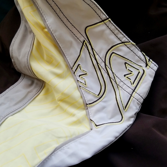 NWT QUICKSILVER brown beige yellow SWIM TRUNK Neofly men size 38 - Picture 9 of 17